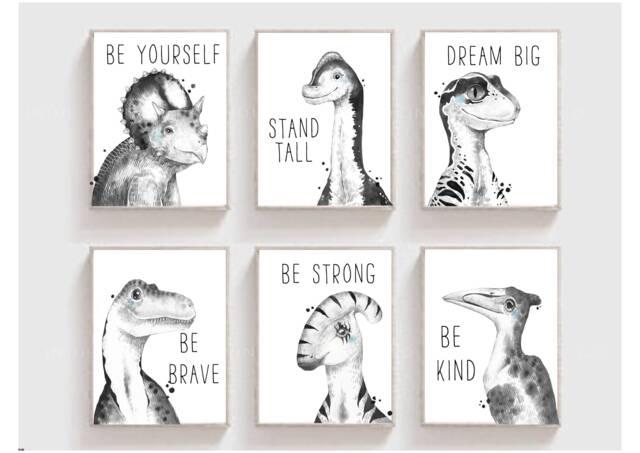 Dinosaur Prints, Nursery Decor, Boys Bedroom Room Wall Art, Art - image 1