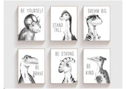 Dinosaur Prints, Nursery Decor, Boys Bedroom Room Wall Art, Art - thumbnail 1
