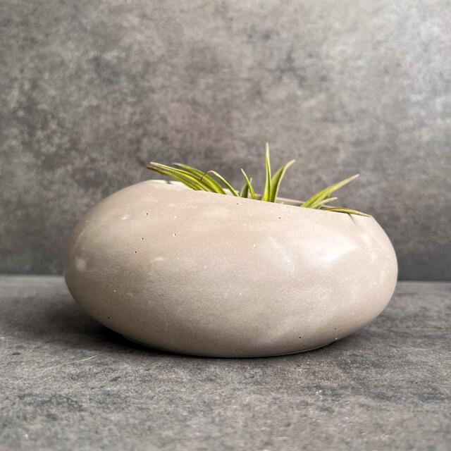 Concrete Minimalist Planter, Slanted Pot, Table Centerpiece, Asymmetrical Succulent Decorative Modern Nordic, Pebble - image 1