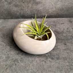 Concrete Minimalist Planter, Slanted Pot, Table Centerpiece, Asymmetrical Succulent Decorative Modern Nordic, Pebble - thumbnail 2