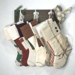 Vintage-Inspired Christmas Stocking, Rustic Red Striped Ticking, Natural Cotton - thumbnail 4
