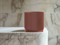 3D Printed Ribbed Plant Pot With Drainage & Saucer, Mid-Century Modern, Lightweight Wave Planter in Multiple Colors, Holiday Hosting Gift