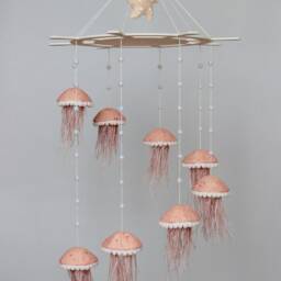 Baby Mobile Personalized With Jellyfish - Mobile Baby For Girl Nursery Ocean Crib Sea Hanging Nautical - thumbnail 2