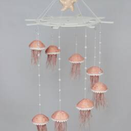 Baby Mobile Personalized With Jellyfish - Mobile Baby For Girl Nursery Ocean Crib Sea Hanging Nautical - thumbnail 3