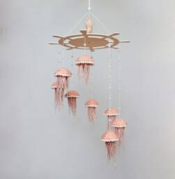 Baby Mobile Personalized With Jellyfish - Mobile Baby For Girl Nursery Ocean Crib Sea Hanging Nautical - thumbnail 1