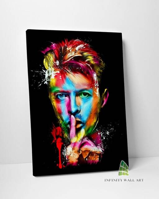 Colourful David Bowie Canvas Art Wall Abstract Splatter Print Picture Decor -C587 - image 1