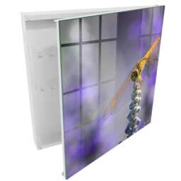 Dragonfly On A Flower Wall Mounted Key Cabinet, Purple Box For Home, Photographic Nature, Nature Lovers - thumbnail 2