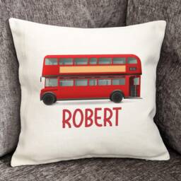 Personalized London Bus Cushion Cover, Kids Decor - 40cm - thumbnail 2