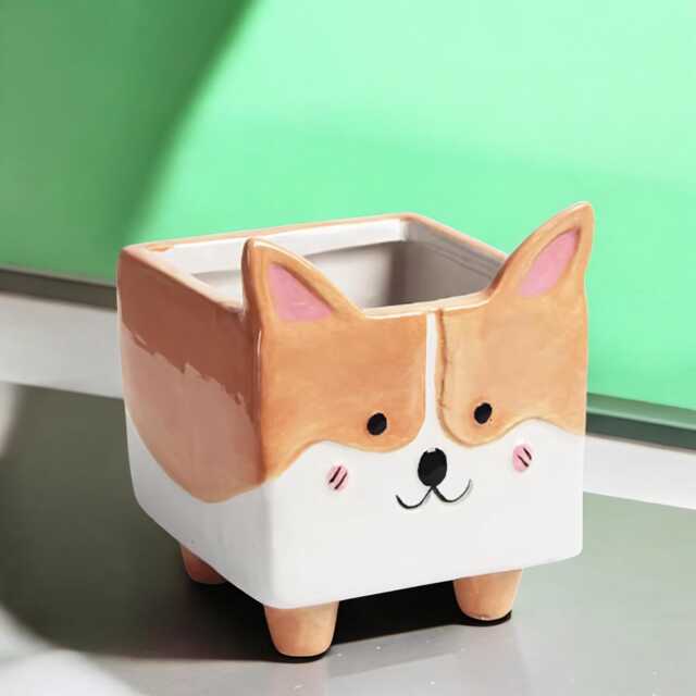 Cartoon Fox Ceramic Planter - Balcony Succulent Pot - image 1
