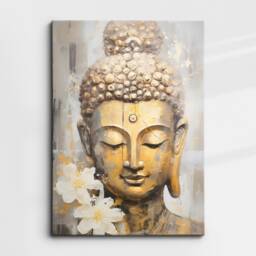 Buddha Art in Gold Style Oil Painting Buddhism Asia Spiritual Wall Framed Canvas Poster Print Home/Office Room Decor Religious Gifts - thumbnail 3