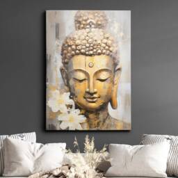 Buddha Art in Gold Style Oil Painting Buddhism Asia Spiritual Wall Framed Canvas Poster Print Home/Office Room Decor Religious Gifts - thumbnail 1