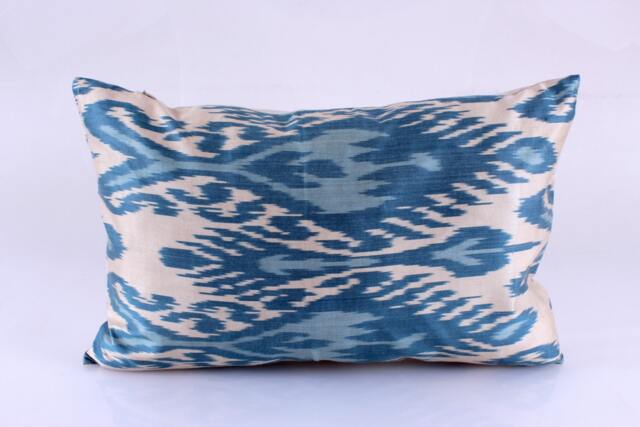 Ikat Silk Velvet Pillow 16x24 - Handmade Boho Cushion Cover Turkish Home Decor Accent - image 1