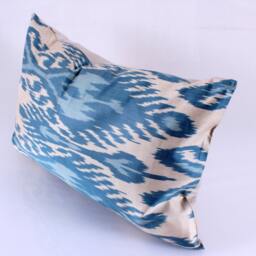 Ikat Silk Velvet Pillow 16x24 - Handmade Boho Cushion Cover Turkish Home Decor Accent - thumbnail 3