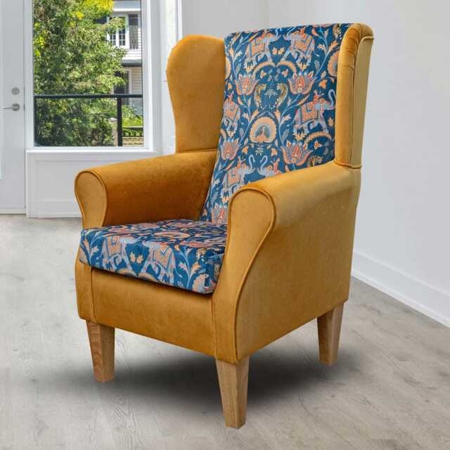Sapphire Wingback Armchair Luxury Velvet Fireside Accent Chair - image 1