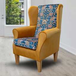 Sapphire Wingback Armchair Luxury Velvet Fireside Accent Chair