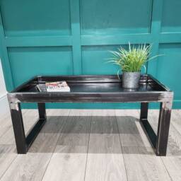 Industrial Modern Steel Coffee Table - Handmade Raw Minimalist Living Room Furniture UK Made Centre - thumbnail 3