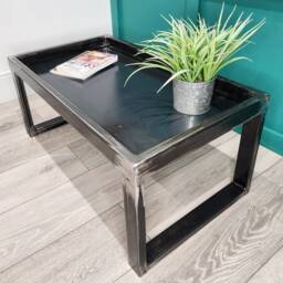Industrial Modern Steel Coffee Table - Handmade Raw Minimalist Living Room Furniture UK Made Centre - thumbnail 1