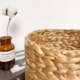 Handmade Water Hyacinth Woven Basket - Round Flower Cover Pot - thumbnail 2