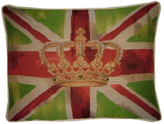 Union Jack Lime Design 1 Oblong Tapestry Cushion Pillow Cover - image 1