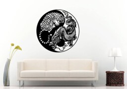 Yin Yang Tiger Against Dragon Namaste Yoga Mandala Om Diy Wall Sticker Decal Vinyl Mural Decor Art L2213 - thumbnail 1