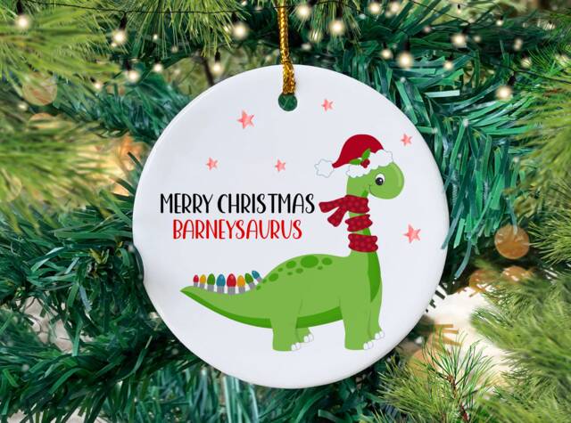Personalised Dinosaur Christmas Bauble For Son/Grandson Nephew Daughter