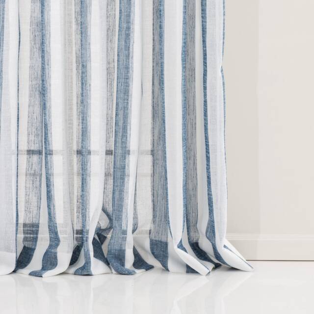 striped Faux Linen Curtain Panel Custom Back Tab Living Room Drapes - image 1