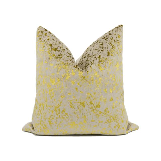 Olivia Bard - Alhambra Chartreuse Chic Modern Abstract Metallic Velvet Cushion Cover Handmade Throw Pillow Designer Home D??cor - image 1