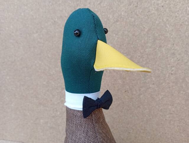 Cool Canard Doorstop/Bookend. Mallard Duck With Bow Tie - Brown & Green Fill Yourself Unique Gift Anniversary - image 1