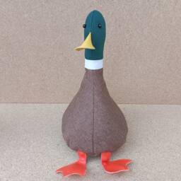 Cool Canard Doorstop/Bookend. Mallard Duck With Bow Tie - Brown & Green Fill Yourself Unique Gift Anniversary - thumbnail 3