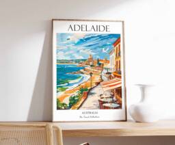 Adelaide Poster, Travel Print, Art, Coastal Decor, South Australia Australian Print - thumbnail 1