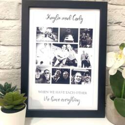 Couples Photo Frame Gift For Her, Wedding Wall Art, Boyfriend Personalised Collage, Print Anniversary Him - thumbnail 2