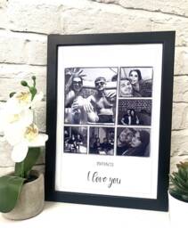 Couples Photo Frame Gift For Her, Wedding Wall Art, Boyfriend Personalised Collage, Print Anniversary Him - thumbnail 1