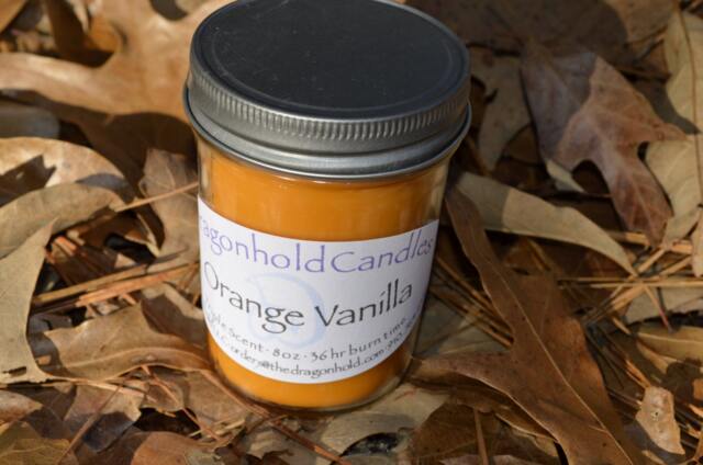 Orange Vanilla 8Oz Hand Poured Candle, Soy-Paraffin, Triple Scented