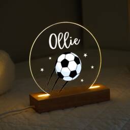 Personalised Led Football Lamp, Night Light Gift, Gifts For Bedroom, Birthday Kids, Boys Bedroom Nursery - thumbnail 2