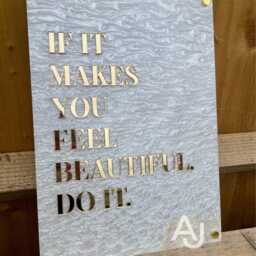 Marble Acrylic Wall Art - Beauty Salon Sign, Positive Quote - A3 - thumbnail 3