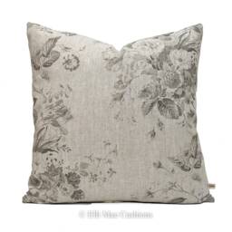 Cabbages & Roses Constance Luxury Designer Linen Charcoal Shabby Chic Cushion Cover - thumbnail 2