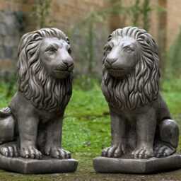 Large Pair Lion Sculpture Stone Lions Statue Majestic Animals Figurine Outdoor Guardian Decor Cement Ornament For Entrances Lover Gift - thumbnail 3