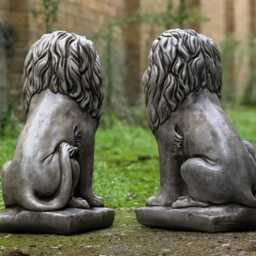 Large Pair Lion Sculpture Stone Lions Statue Majestic Animals Figurine Outdoor Guardian Decor Cement Ornament For Entrances Lover Gift - thumbnail 4