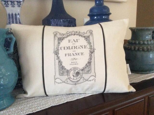 French Perfume Ad Pillow Cover Farmhouse Cottage Throw - 12x18 - image 1