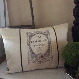 French Perfume Ad Pillow Cover Farmhouse Cottage Throw - 12x18 - thumbnail 3