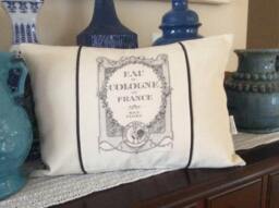 French Perfume Ad Pillow Cover Farmhouse Cottage Throw - 12x18 - thumbnail 1