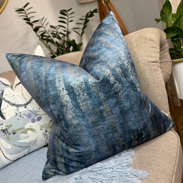 Midnight Blue Pillow Cover, High Quality Velour -Polyester Cushion Scatter Case, Double Sided Prestigious Textiles Vela Fabric - image 1