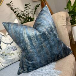 Midnight Blue Pillow Cover, High Quality Velour -Polyester Cushion Scatter Case, Double Sided Prestigious Textiles Vela Fabric - thumbnail 1