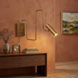 Mid Century Stilnovo Style Brass Wall Lamp Articulated Sconce Light - thumbnail 1