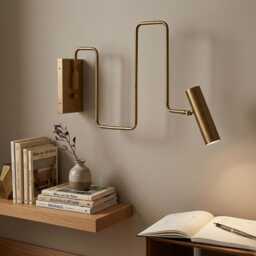 Mid Century Stilnovo Style Brass Wall Lamp Articulated Sconce Light - thumbnail 3