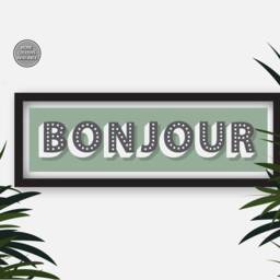 Bonjour Framed Print, Hallway Print Bonjour, Panoramic Typography Slogan Prints - thumbnail 3