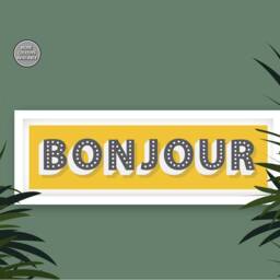 Bonjour Framed Print, Hallway Print Bonjour, Panoramic Typography Slogan Prints - thumbnail 2