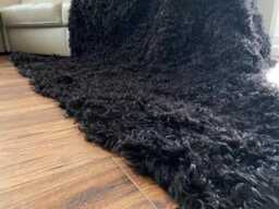 Handmade Genuine Sheepskin Rug Xxl Fur Carpet - 160/200cm Black - thumbnail 2