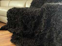 Handmade Genuine Sheepskin Rug Xxl Fur Carpet - 160/200cm Black - thumbnail 3