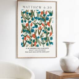 Matthew Flower Market Blue - Printed & Shipped Modern Scripture Decor Bible Verse Prints Christian Home Print - thumbnail 3